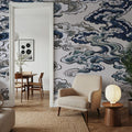 Ukiyo-e Clouds, Blues Mural Wallpaper - room preview 04