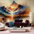 Watercolor Abstract Mountains Mural Wallpaper - room preview 04