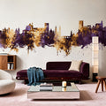 Granada Spain Skyline Purple & Gold Mural Wallpaper - room preview 04