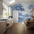 Riverbank Oak Landscape, Blues Mural Wallpaper - room preview 04