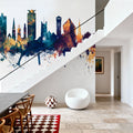 Plymouth England Skyline Blue & Bronze Mural Wallpaper - room preview 04