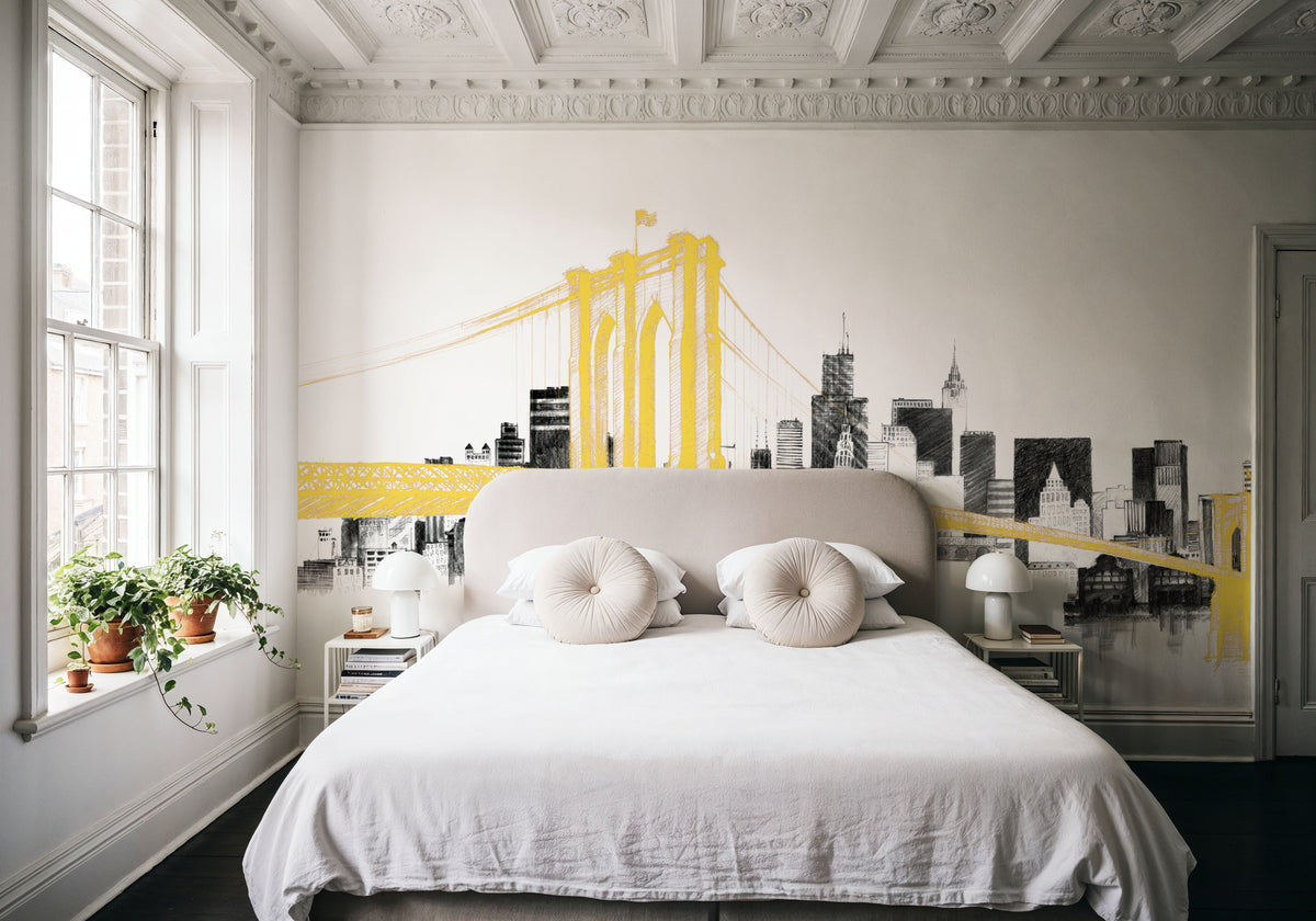 Skyline Crossing Yellow Mural Wallpaper - room preview 04