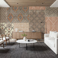 Venetian Patchwork I Orange Gray Mural Wallpaper - room preview 04