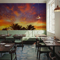 Blue Orange and Yellow Palms Mural Wallpaper - room preview 04