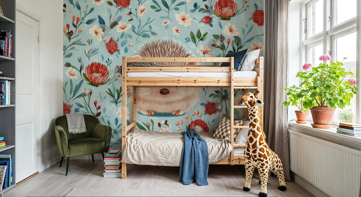 Hello Hedgehog Mural Wallpaper - room preview 04