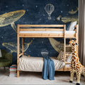 Whales in the Sky with Balloons, Midnight Mural Wallpaper - room preview 04