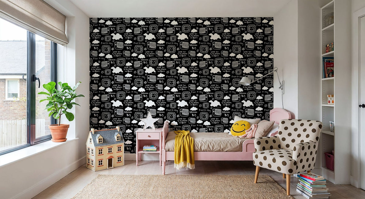 Sky Is the Limit Black Mural Wallpaper - room preview 04