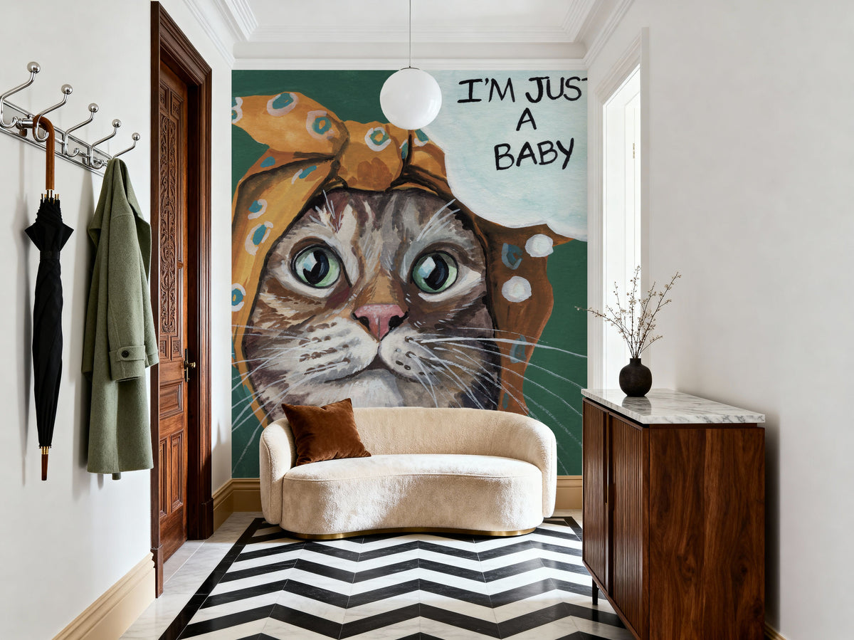 Just a Baby Cat Mural Wallpaper - room preview 04