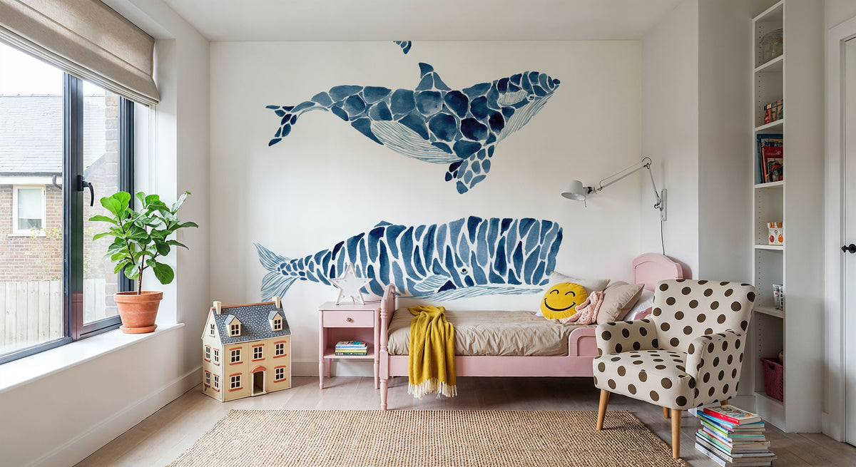 Whales Mural Wallpaper - room preview 04