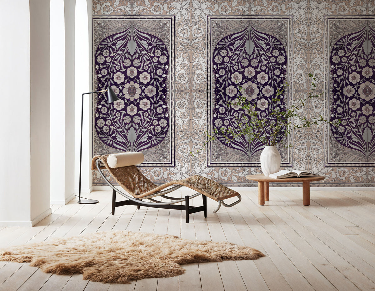 My Floral Dreams, Purple Mural Wallpaper - room preview 04