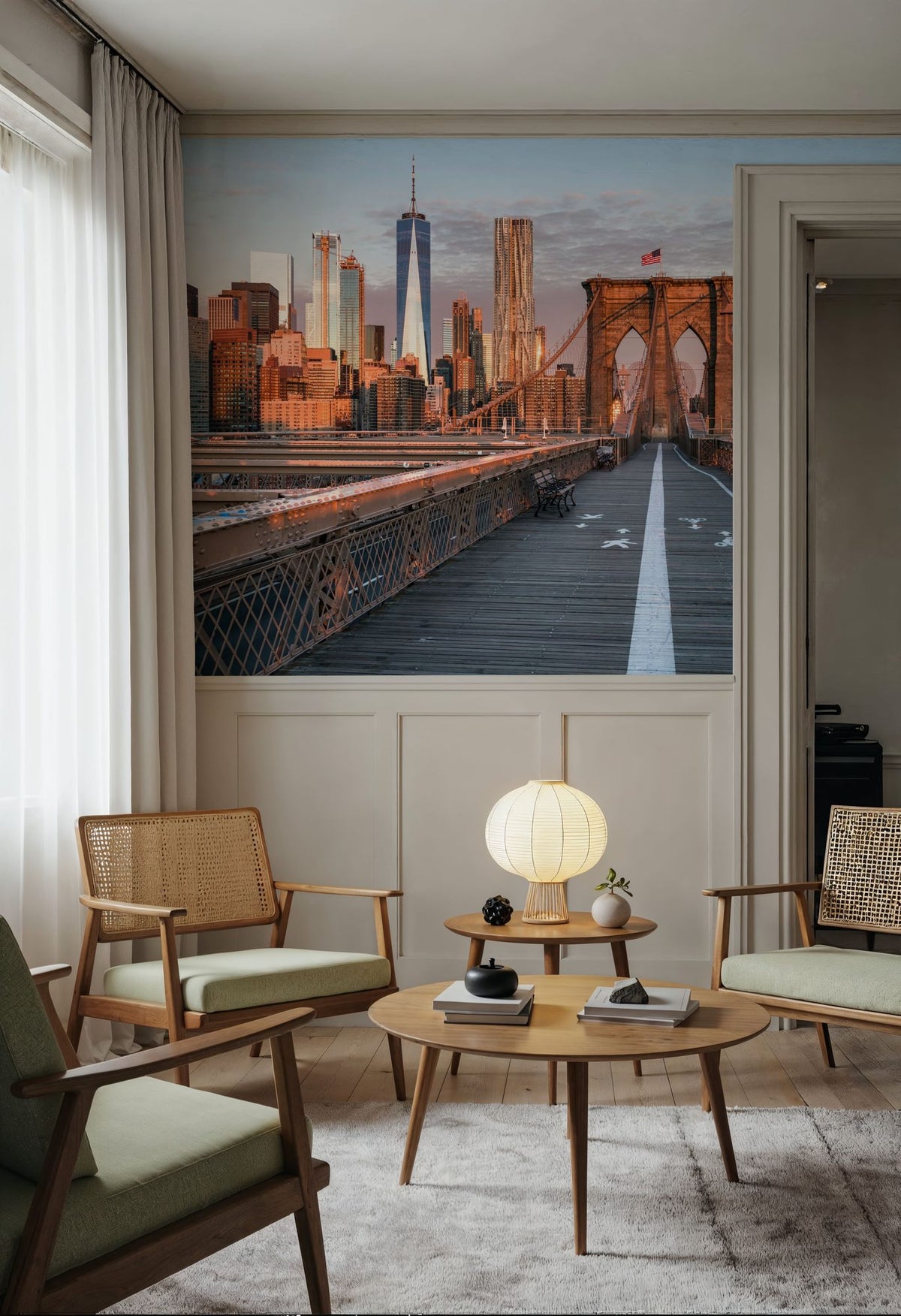Brooklyn Bridge At Sunrise Mural Wallpaper - room preview 04
