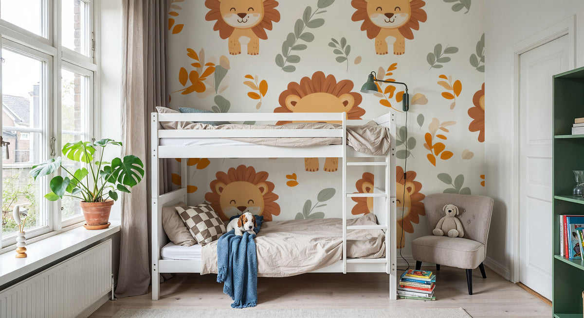 Smile Lion Mural Wallpaper - room preview 04