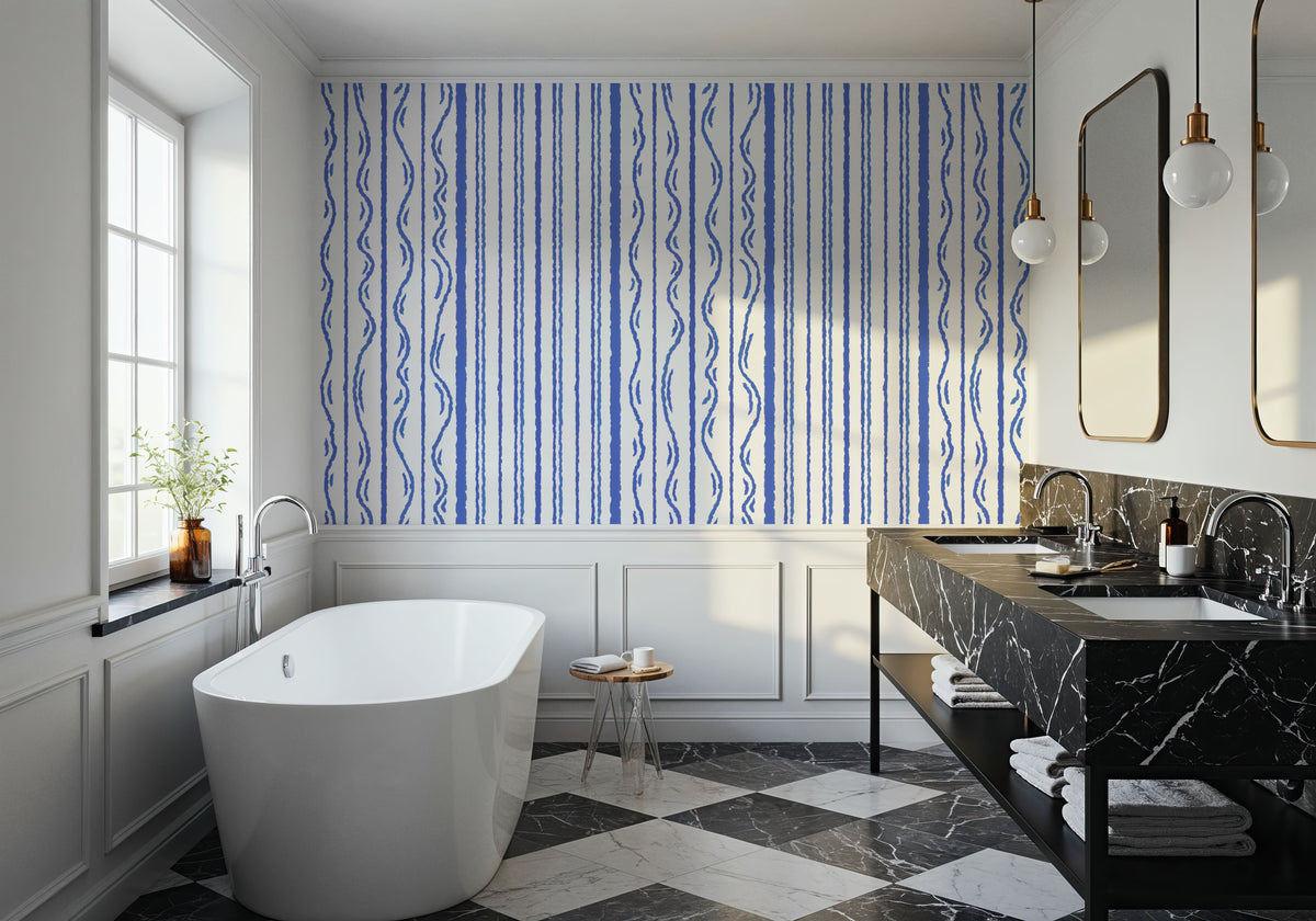 Blue Lines Mural Wallpaper - room preview 04