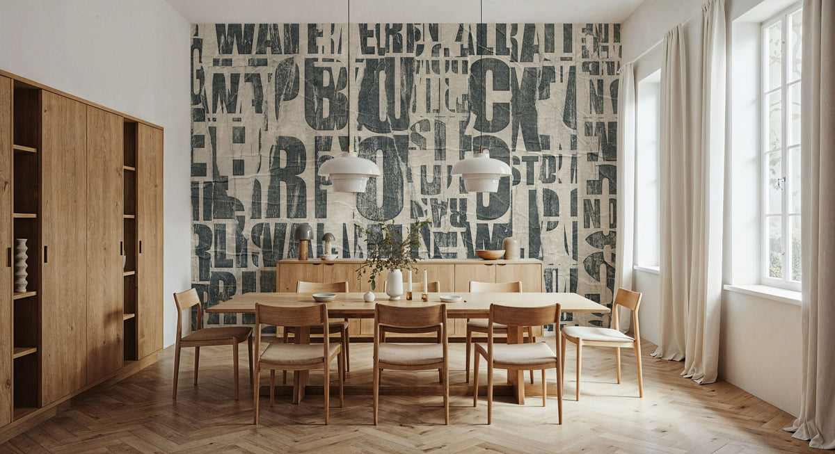 Dwellpaper Letterpress Vintage Newspaper Collage Mural Wallpaper image 4