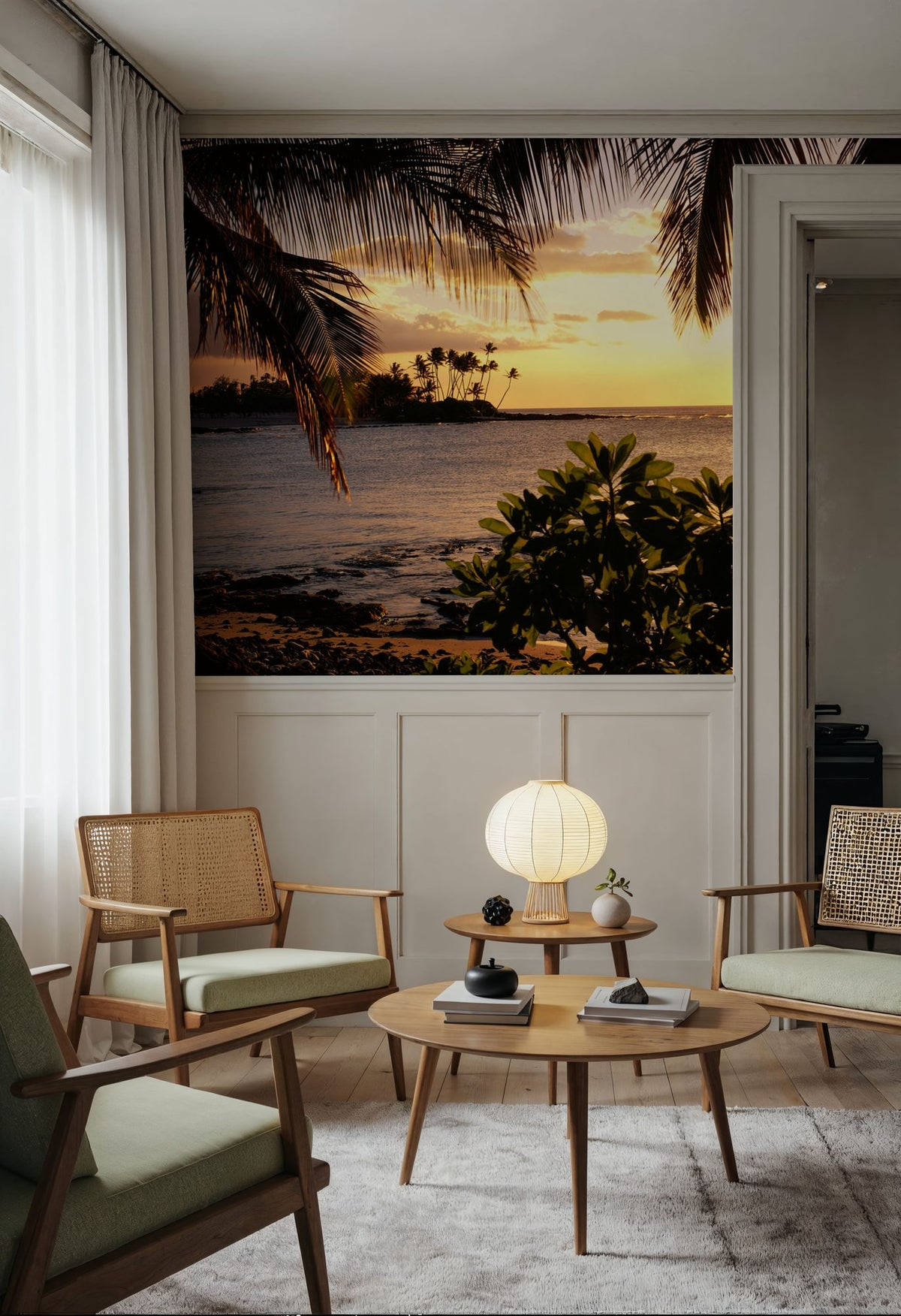 Golden Palm Horizon Mural Wallpaper - room preview 04