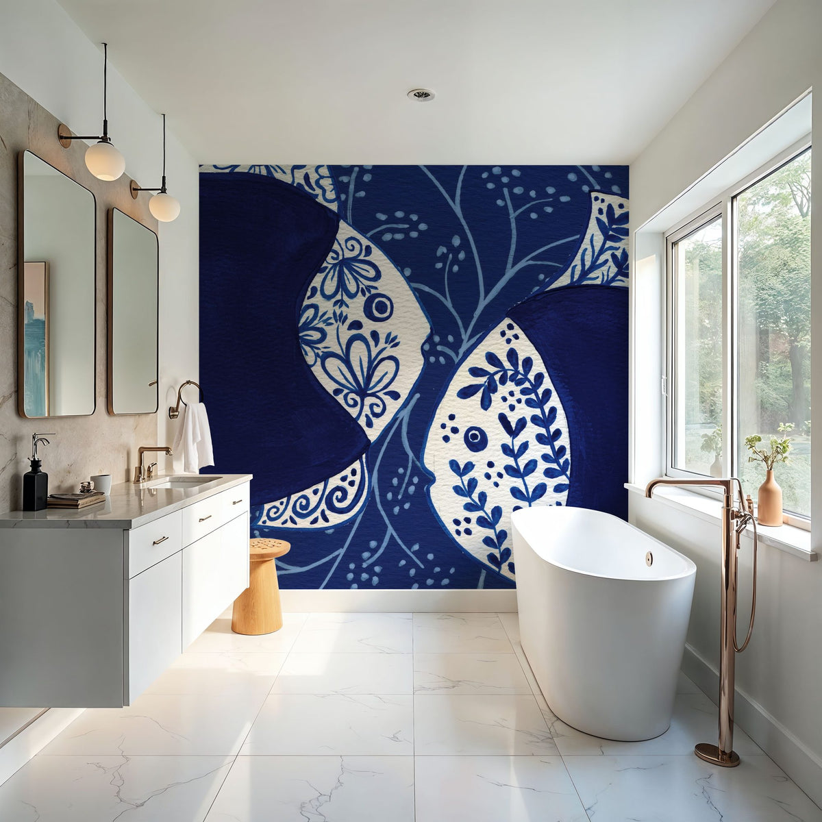 Coastal Chinoiserie IX Mural Wallpaper - room preview 04
