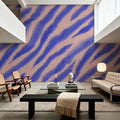 Watercolor Tiger Stripes, Periwinkle on Pink Mural Wallpaper - room preview 04