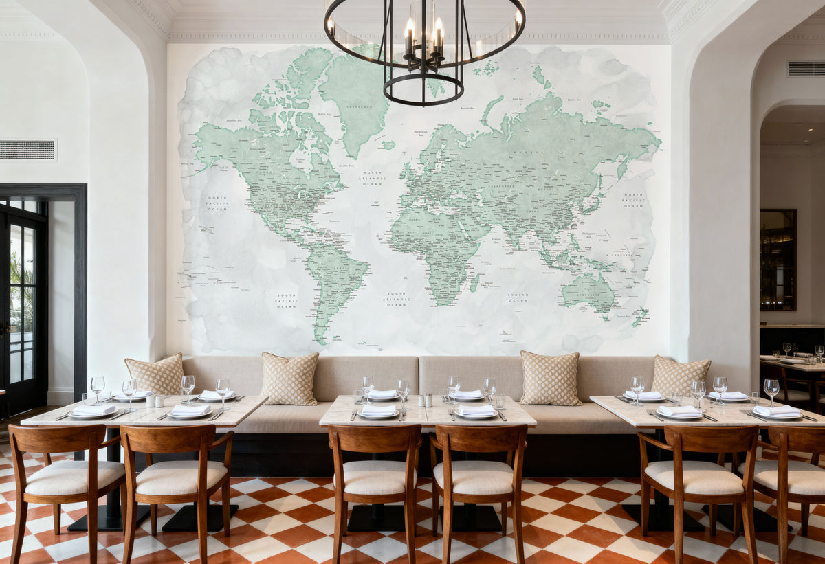 World Map Cities - Uzuri Mural Wallpaper - room preview 04