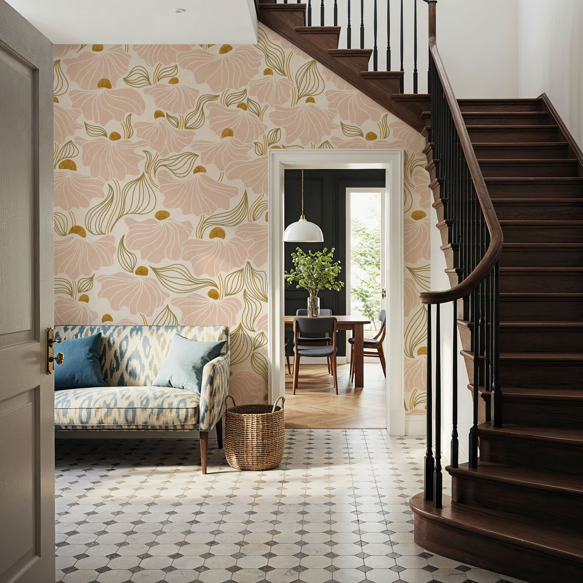 Natural Flow Meadow, Blush Mural Wallpaper - room preview 04
