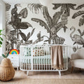 Monkeys with Birds, W&B Mural Wallpaper - room preview 04