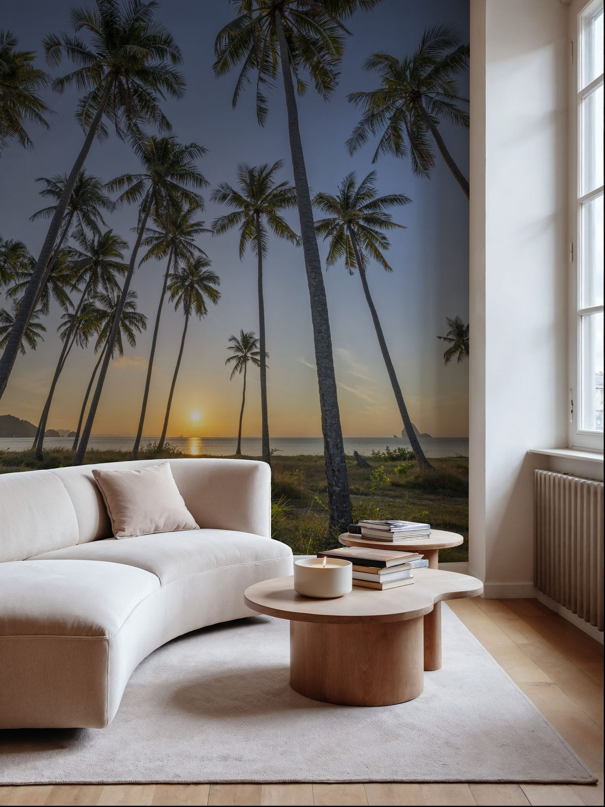 Golden Hour Palms Mural Wallpaper - Neutral Tone - room preview 04