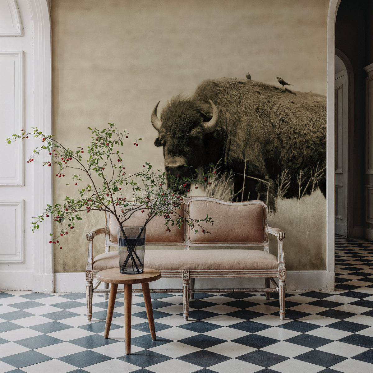 Tall Grass Bird Perch Mural Wallpaper - room preview 04