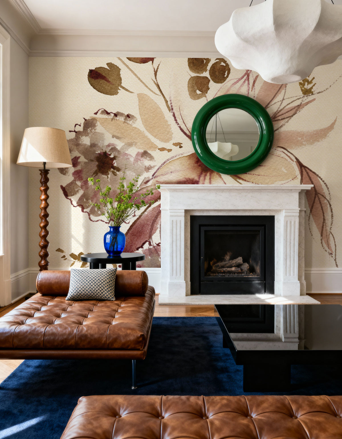 Sepia Floral Mural Wallpaper - room preview 04
