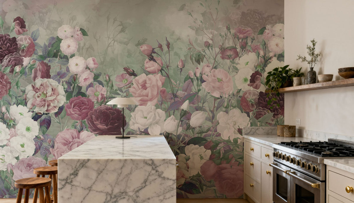 Rose Garden Green Mural Wallpaper - room preview 04