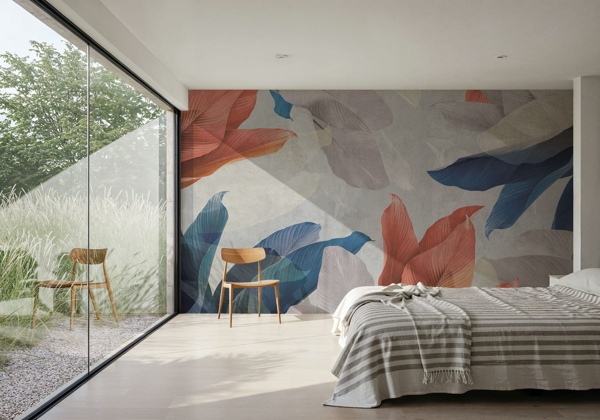 Layered Leaves Mural Wallpaper - room preview 04