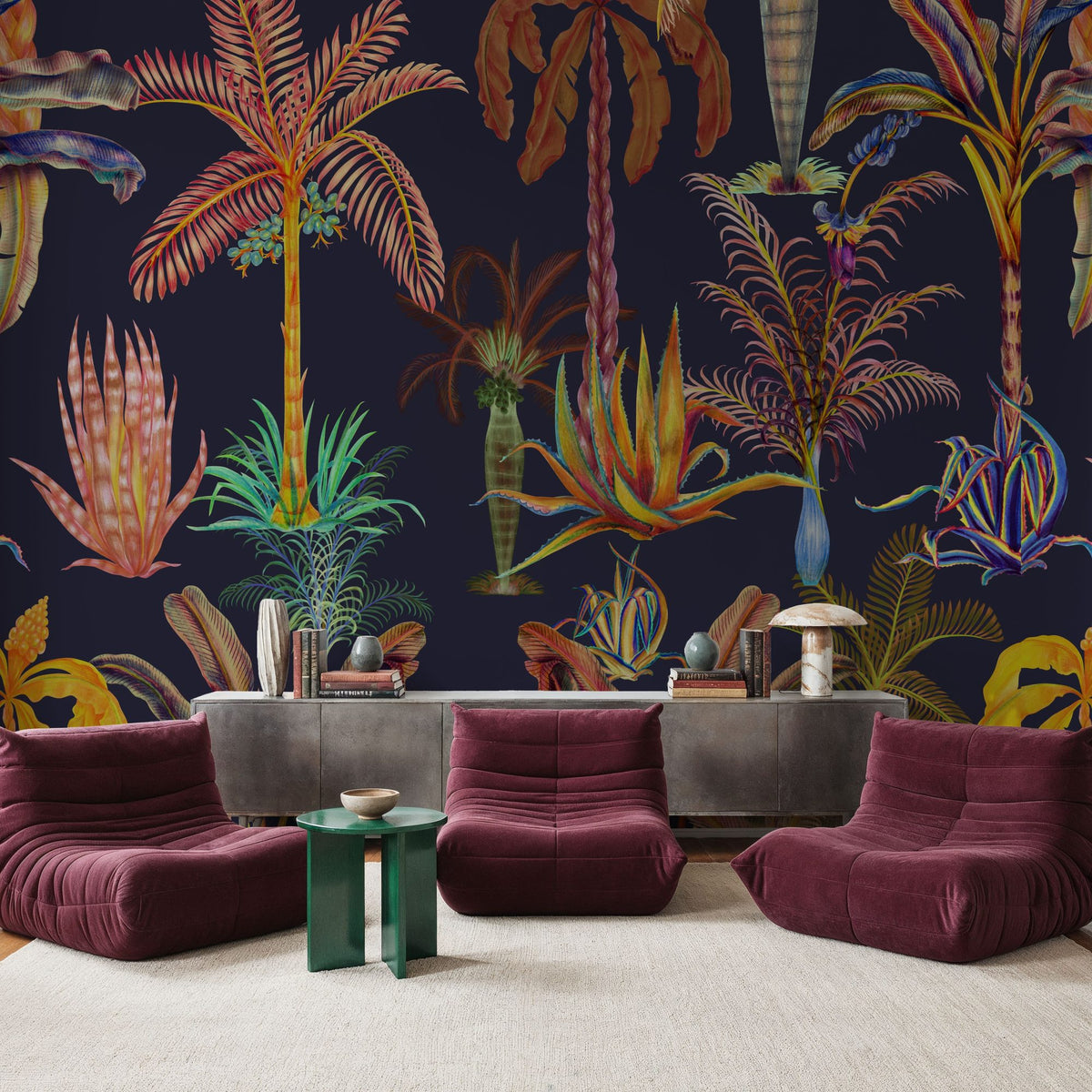 Statement Palm, Midnight Mural Wallpaper - room preview 04