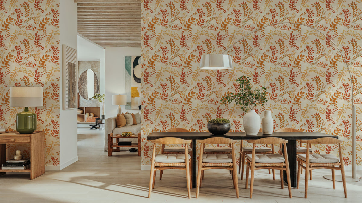Harvest Sprig Brown Mural Wallpaper - room preview 04
