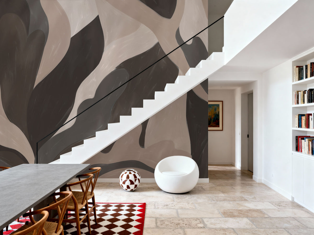 Dynamic Fields, Mocha Mural Wallpaper - room preview 04