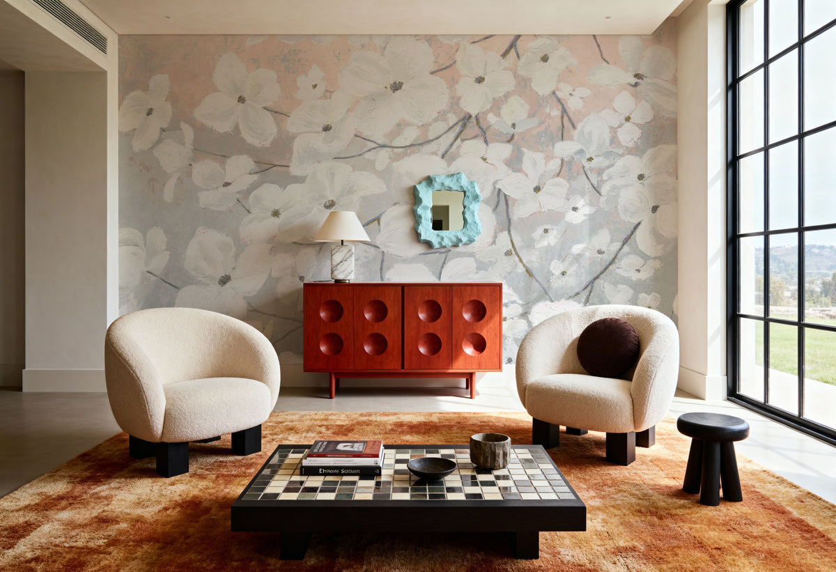 Bringing in Blossoms Blush Mural Wallpaper - room preview 04