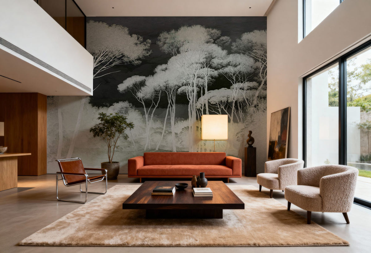 Seeing Through the Forest Green Mural Wallpaper - room preview 04