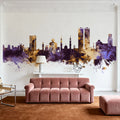 Ras Al Khaimah Skyline Purple & Gold Mural Wallpaper - room preview 04