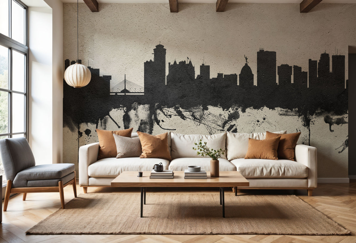 Winnipeg Canada Skyline Concrete Mural Wallpaper - room preview 04