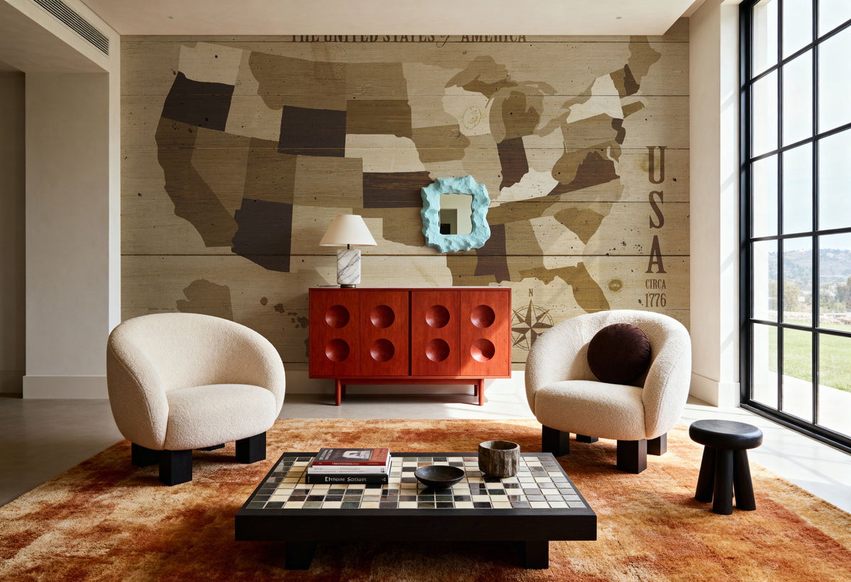 USA Modern Vintage Wood Mural Wallpaper - room preview 04