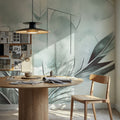Feather Geometry Teal Mural Wallpaper - room preview 04