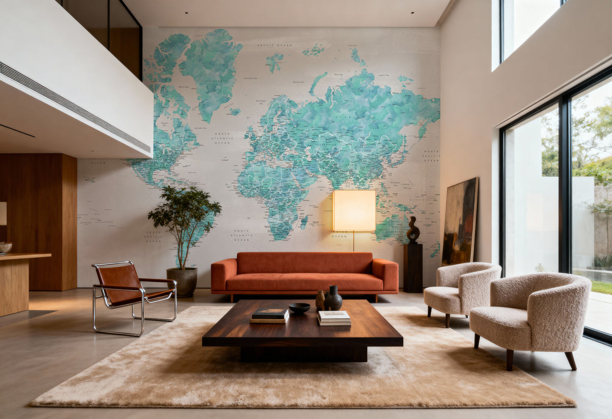 World Map Cities - Harriet Mural Wallpaper - room preview 04