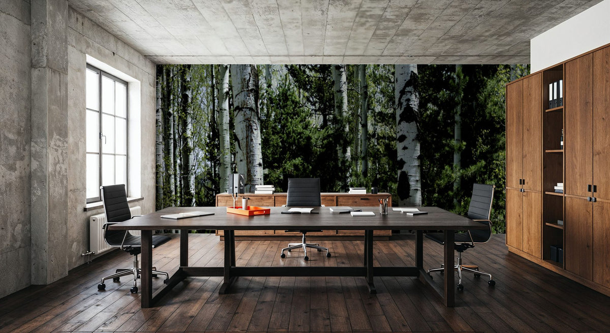 Luminous Birch Mural Wallpaper - room preview 04