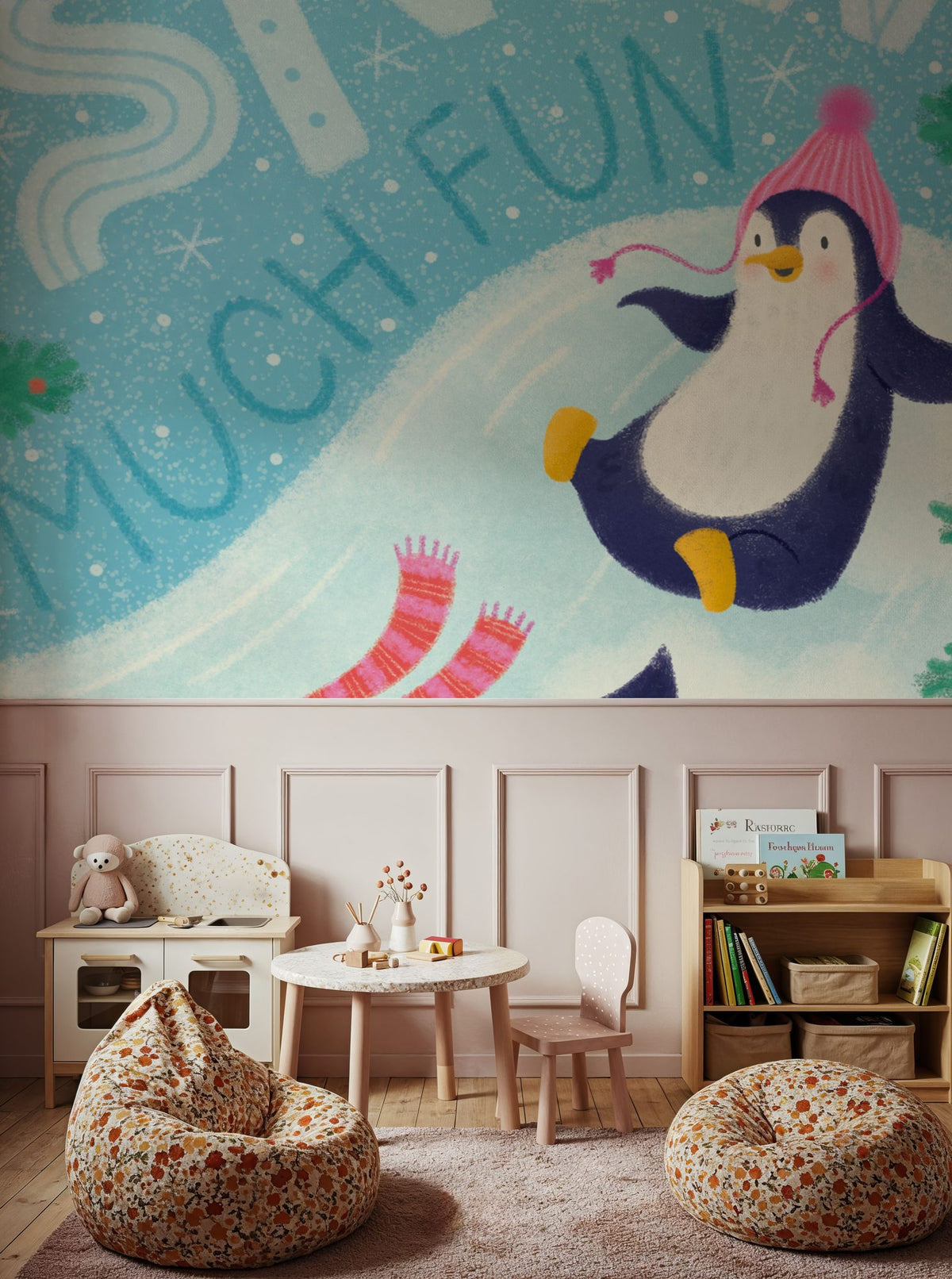 Snow Much Fun Mural Wallpaper - room preview 04