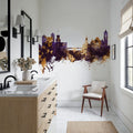 Nashua New Hampshire Skyline Purple & Gold Mural Wallpaper - room preview 04