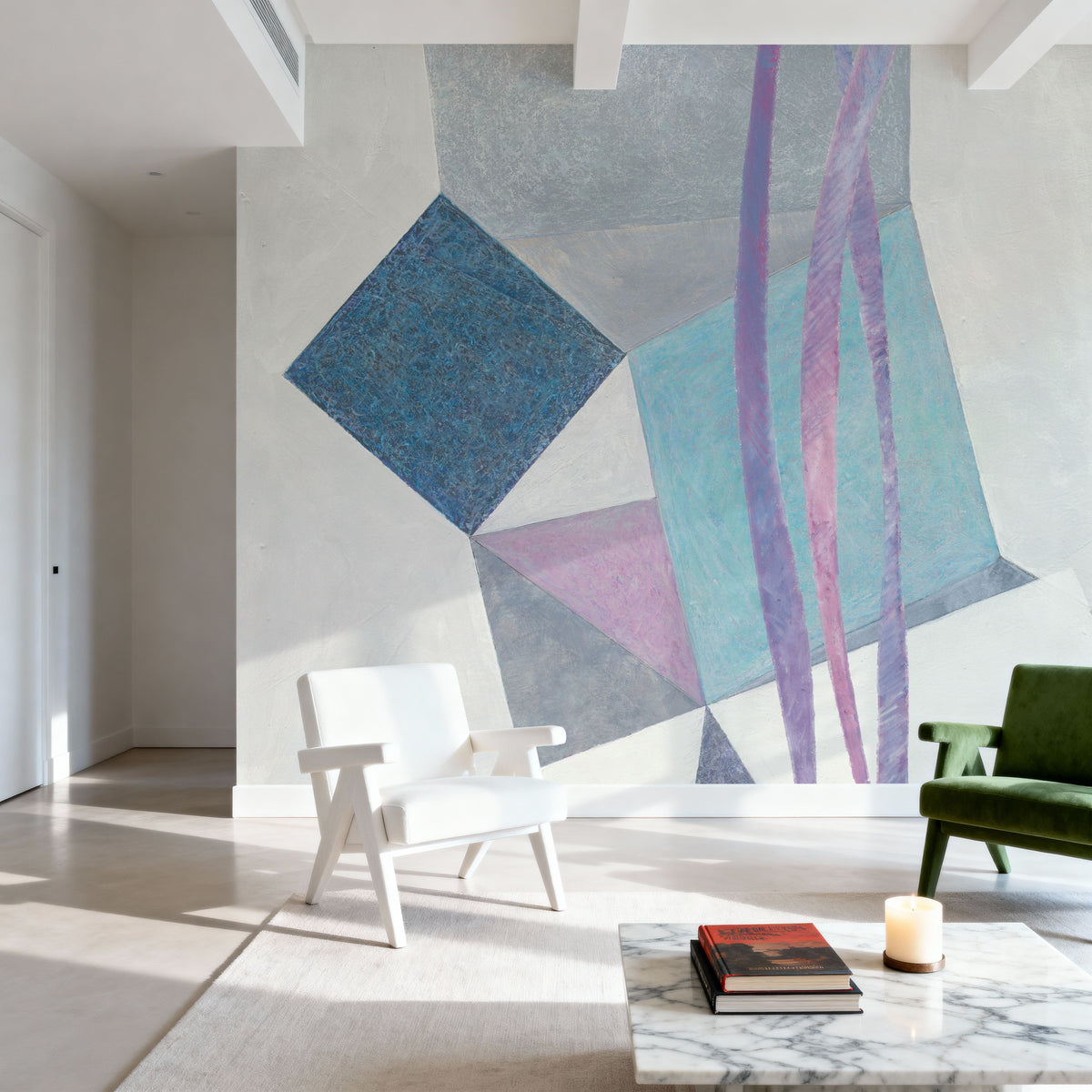 Paper Cut Lines Mural Wallpaper - room preview 04