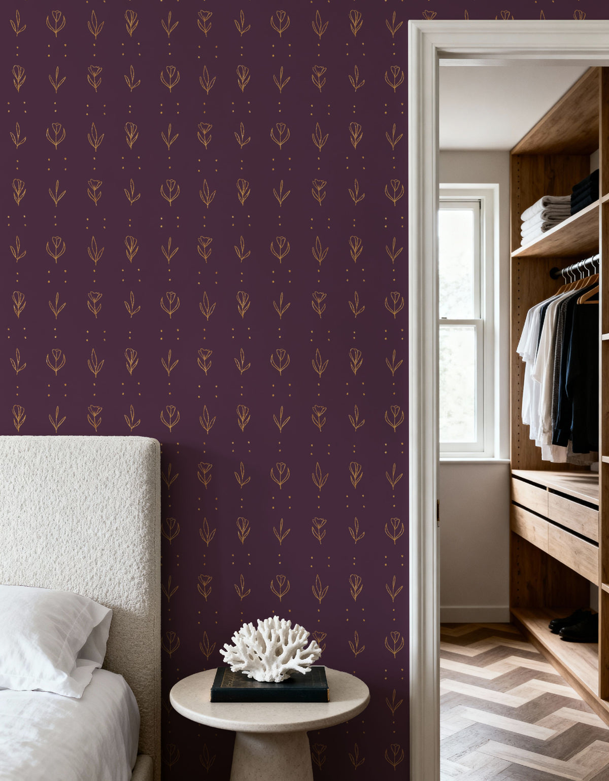 Lone Flowers Purple Mural Wallpaper - room preview 04