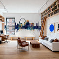 St Louis Missouri Skyline Blue & Bronze Mural Wallpaper - room preview 04