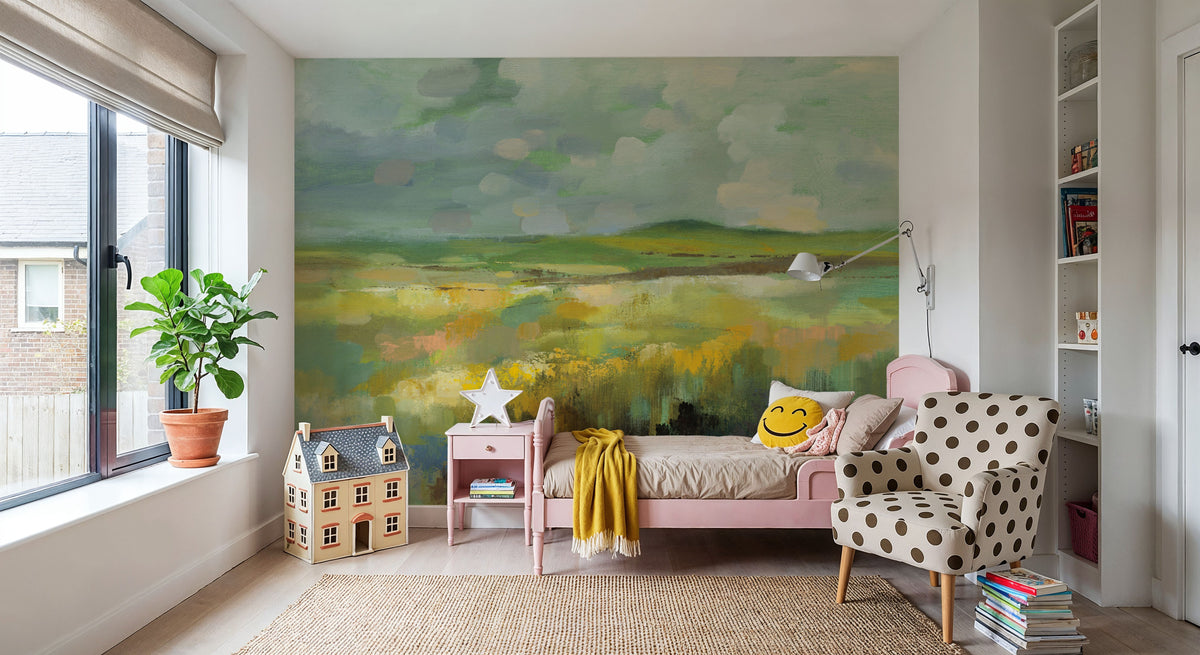 Sunlit Meadow Mural Wallpaper - Warm Tone - room preview 04