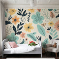 Flowery Swirls Mural Wallpaper - room preview 04