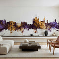 Thun Switzerland Skyline Purple & Gold Mural Wallpaper - room preview 04