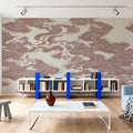 Ukiyo-e Clouds, Dusty Rose Mural Wallpaper - room preview 04