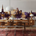 Solihull England Skyline Purple & Gold Mural Wallpaper - room preview 04